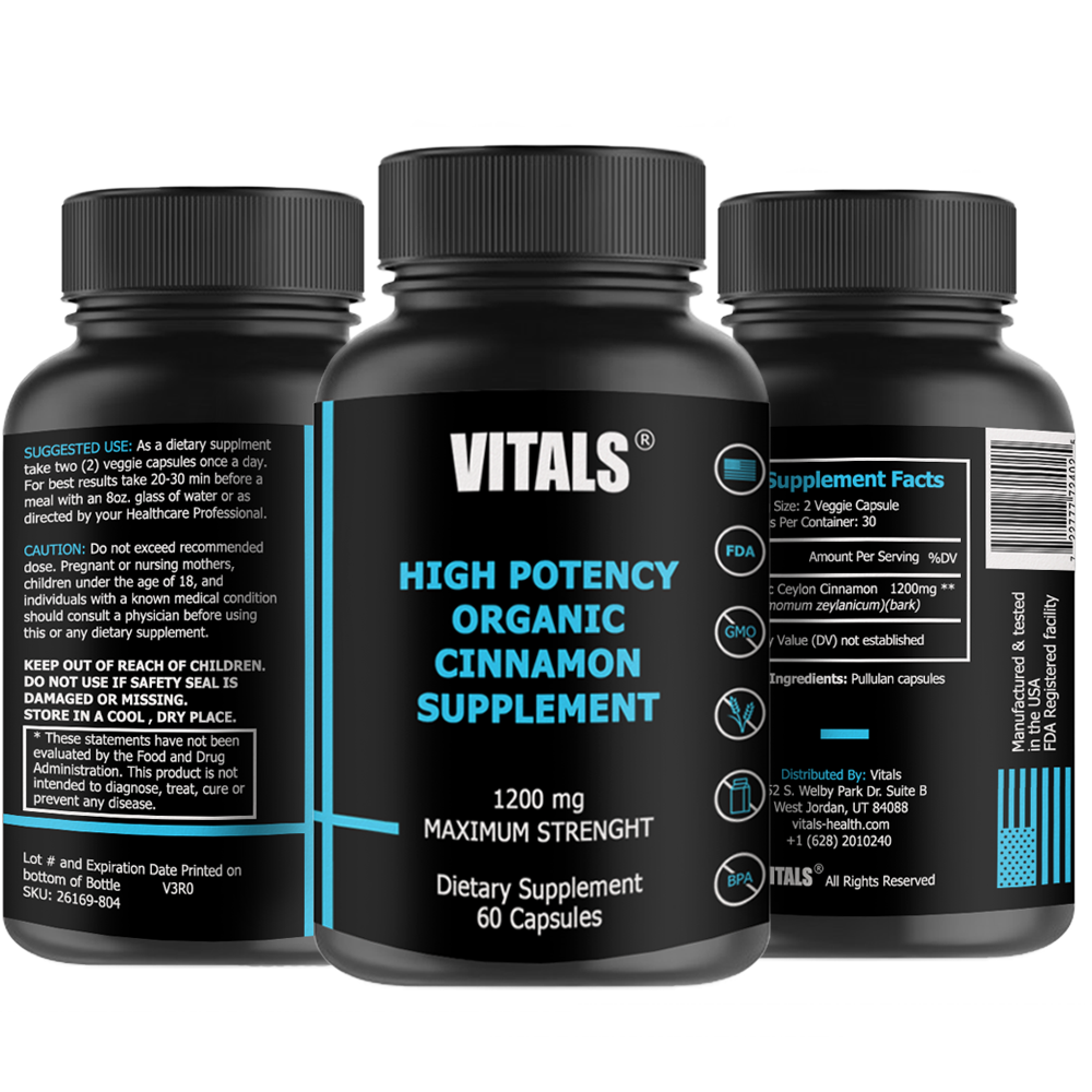 High Potency Organic Cinnamon Supplement Vitals Supplements