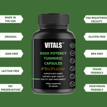 Load image into Gallery viewer, High Potency Turmeric Supplement Capsules